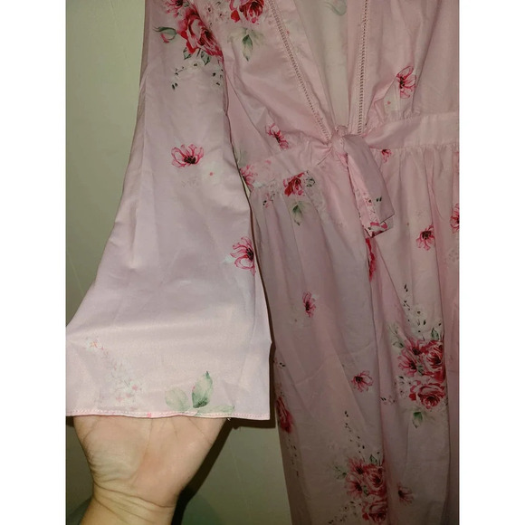 Women's Sleepwear Robe Set Medium Floral Long Sleeve Tie Front Polyester (GG) - Picture 3 of 9